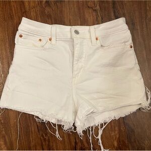 Levi's 501 Button Fly White Denim Cut-Off Denim Jean Shorts Womens 28
